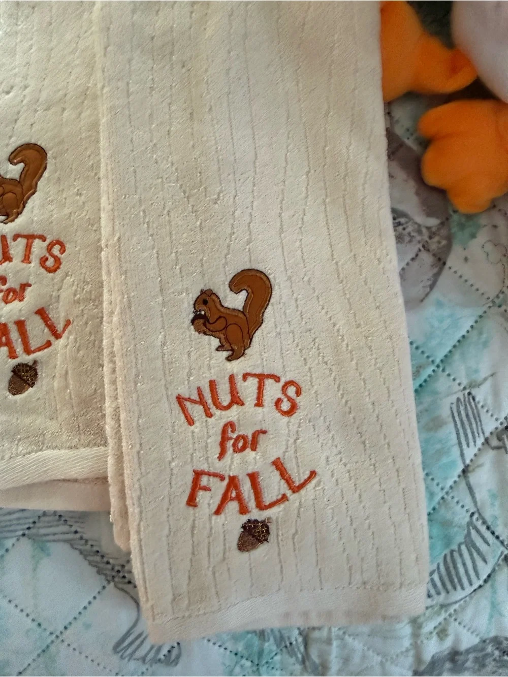 New Autumn Kitchen Towels - Pumpkin & Squirrel Print